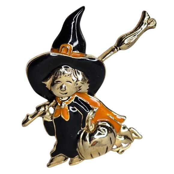 Monet Jewelry - Vintage Monet Halloween Witch Girl Brooch Pin